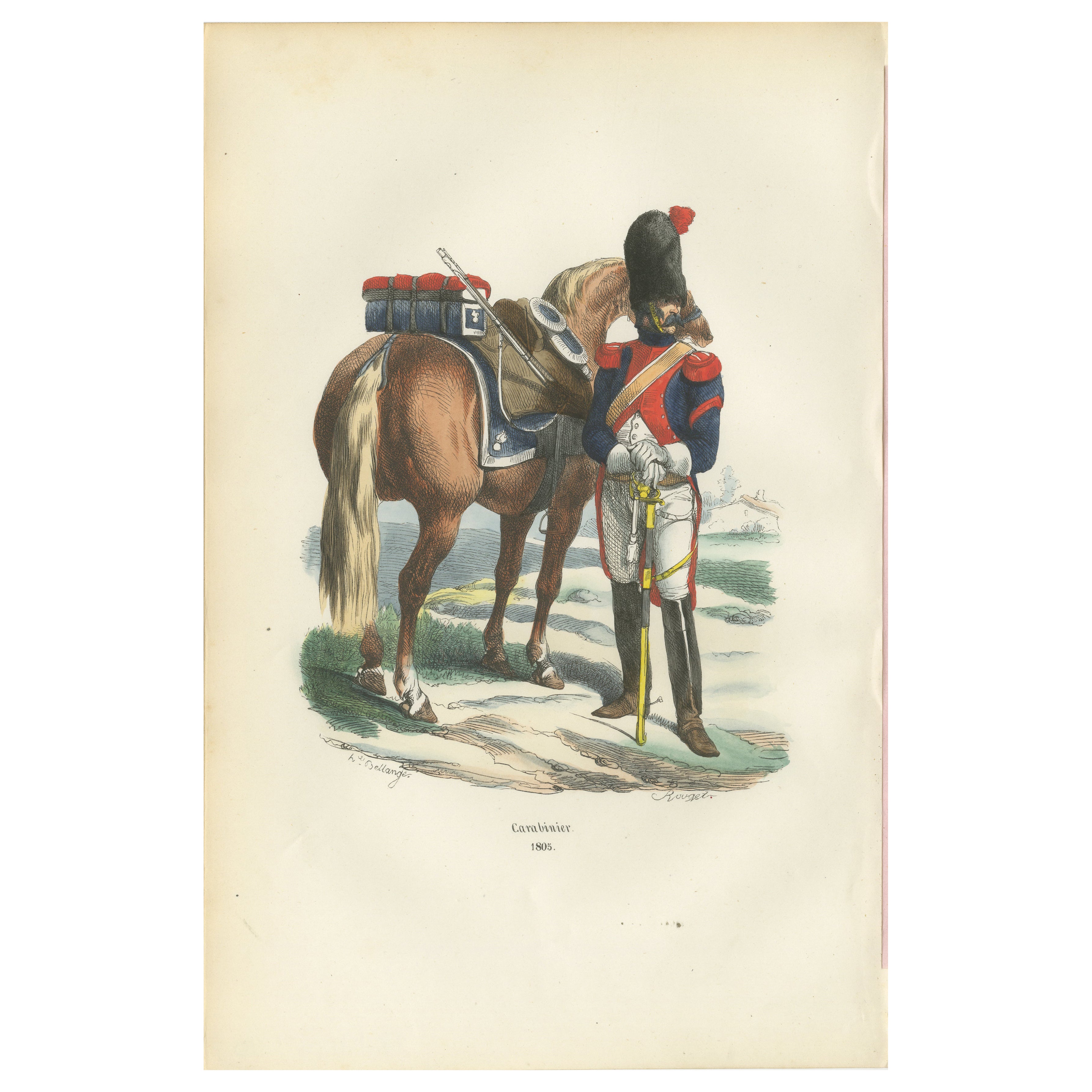 Napoleonic Carabinier 1805, Imperial Guard Heavy Cavalry Print, 1843