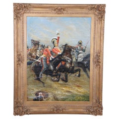 Peinture de cavalerie napoléonienne des gardes de vie bataille de Waterloo d'après Caton Woodville