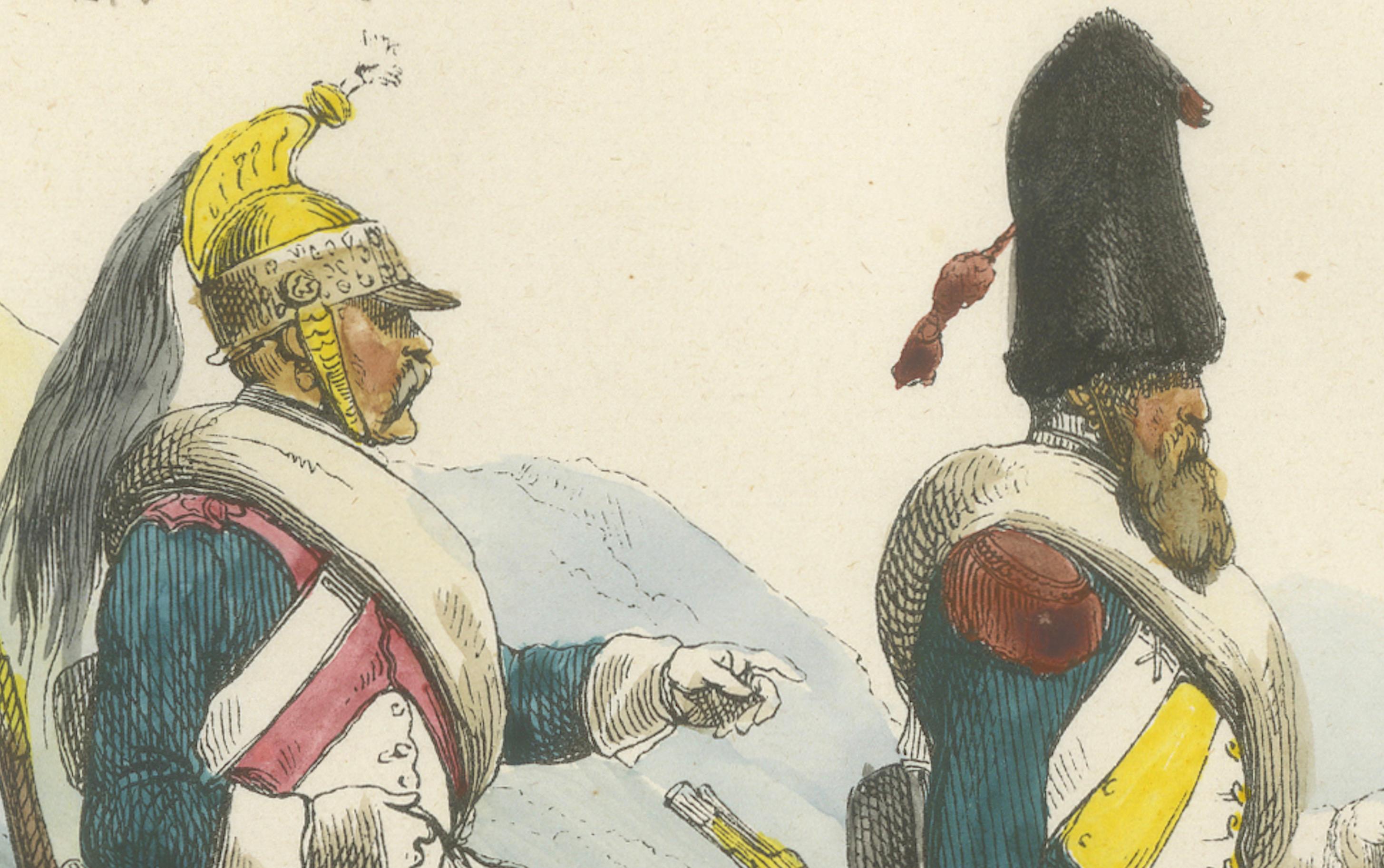 Napoleonic Dragoons and Dragoon Sapper, French Cavalry, Published 1843