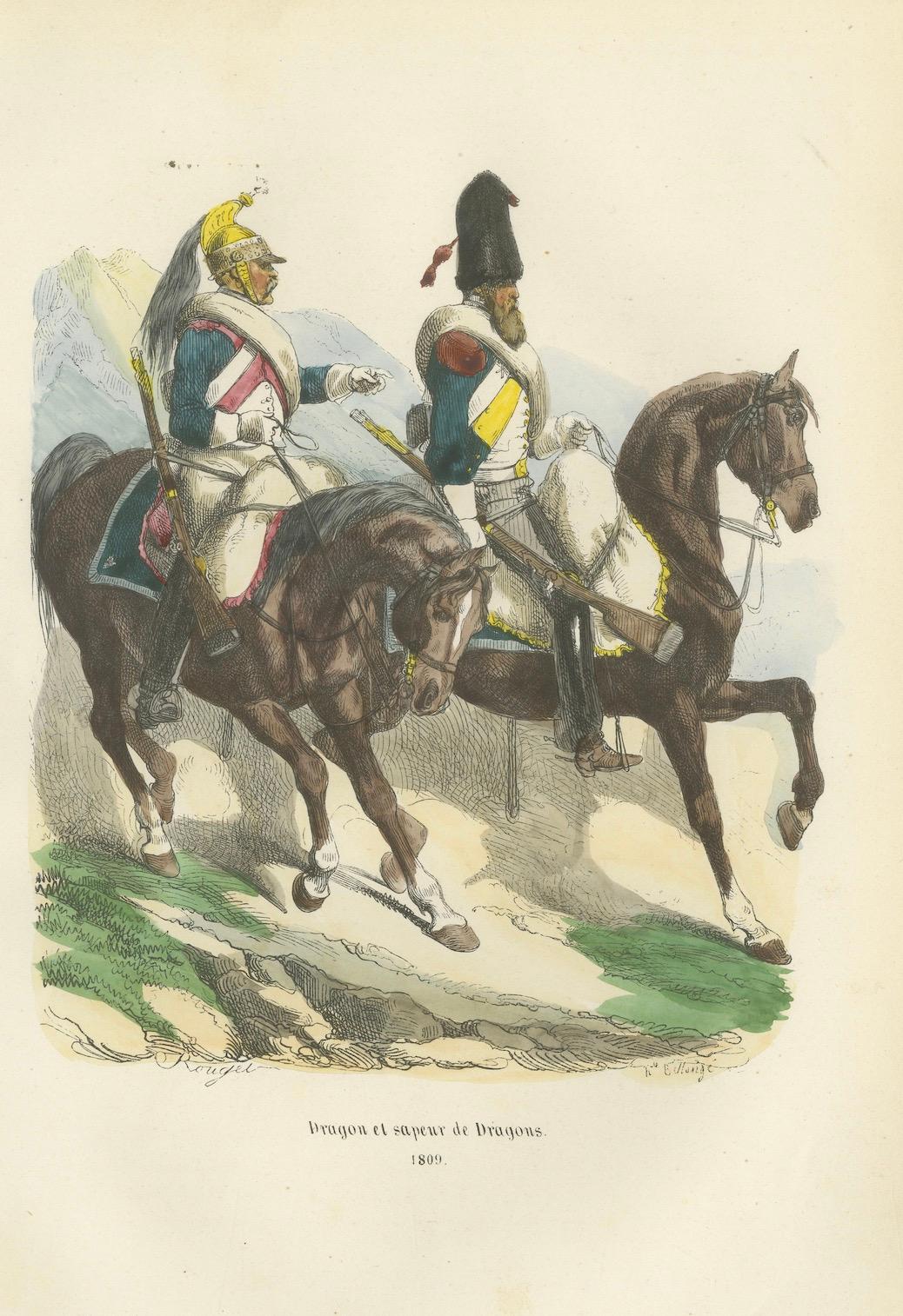 Napoleonic Dragoons and Dragoon Sapper, French Cavalry, Published 1843