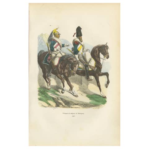 Napoleonic Dragoons and Dragoon Sapper, French Cavalry, Published 1843