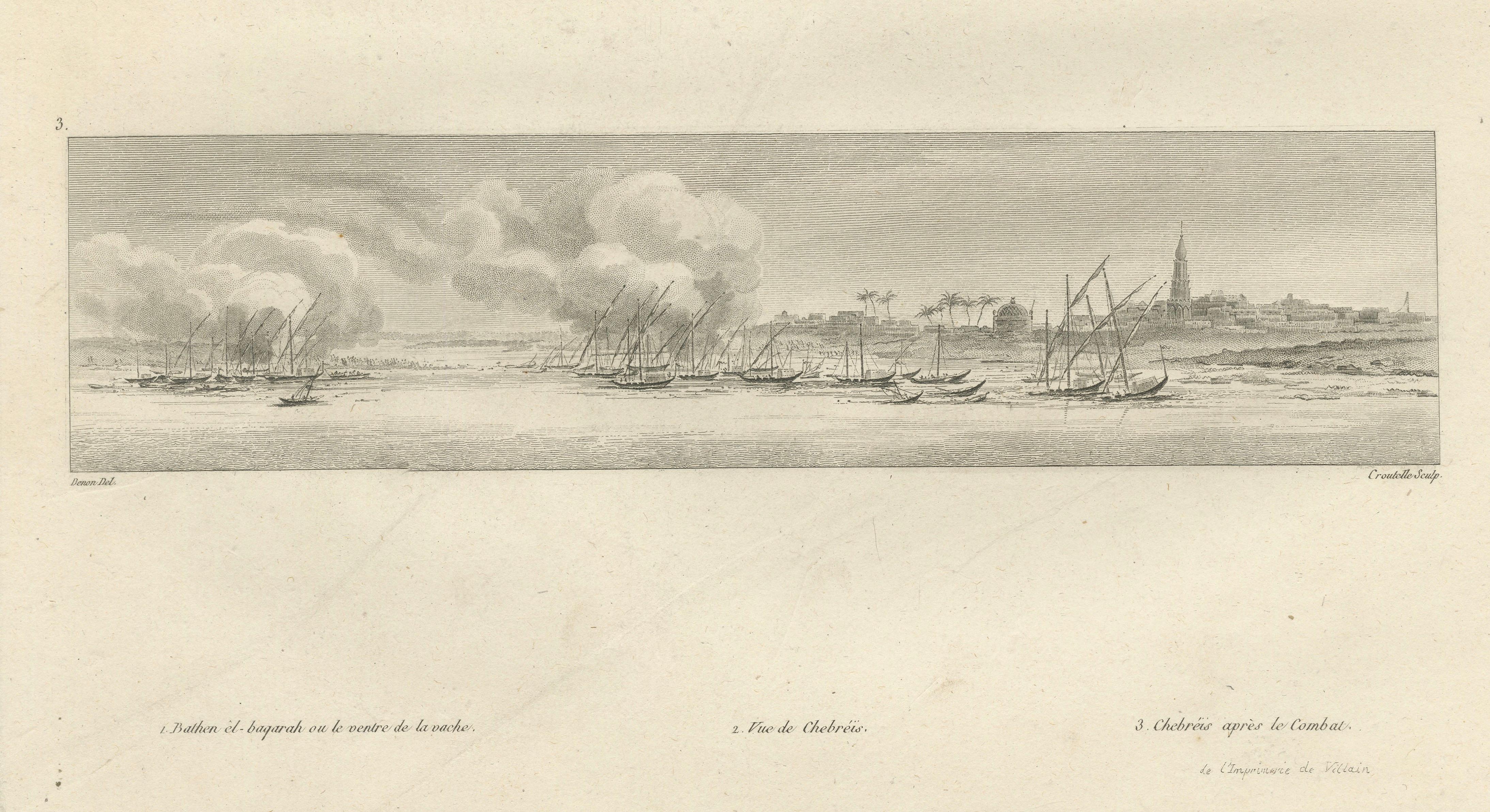 Napoleonic Egypt Campaign: Three Panoramic Views along the Nile, c.1802