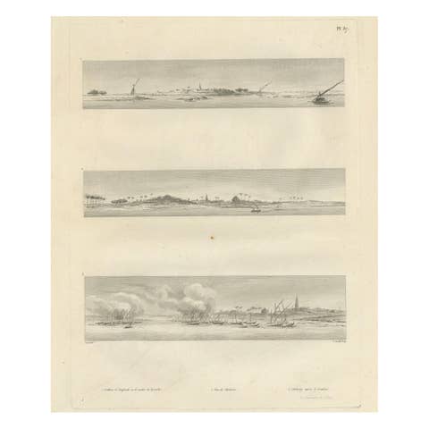 Napoleonic Egypt Campaign: Three Panoramic Views along the Nile, c.1802
