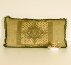 Französisches Napoleonisches Empire-Kissen aus Seidenfaden Cannetille in Grün und Creme, Napoleonic Empire