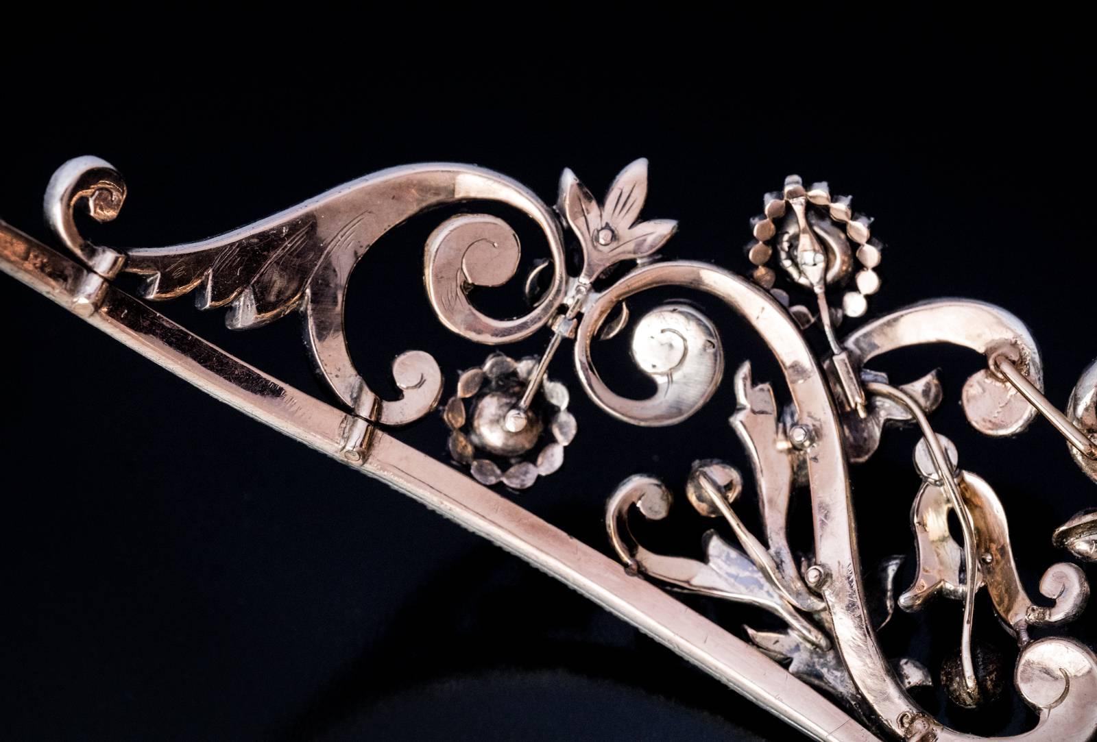 Women's Napoleonic Era Antique Rose Cut Diamond Diadem Tiara