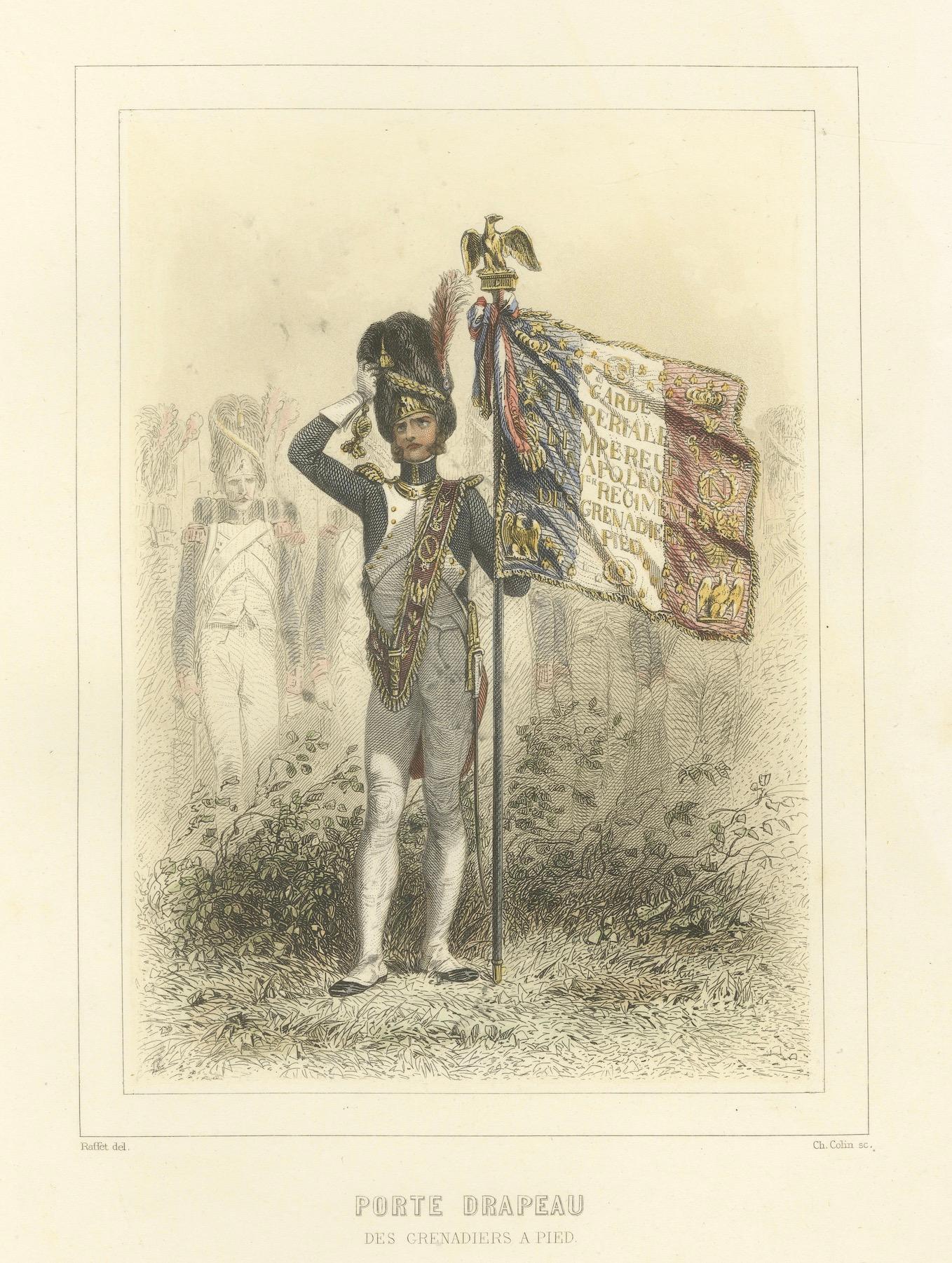 Granaderos a pie napoleónicos - Chasseur, Granadero y Abanderado, 1859 Papel en venta