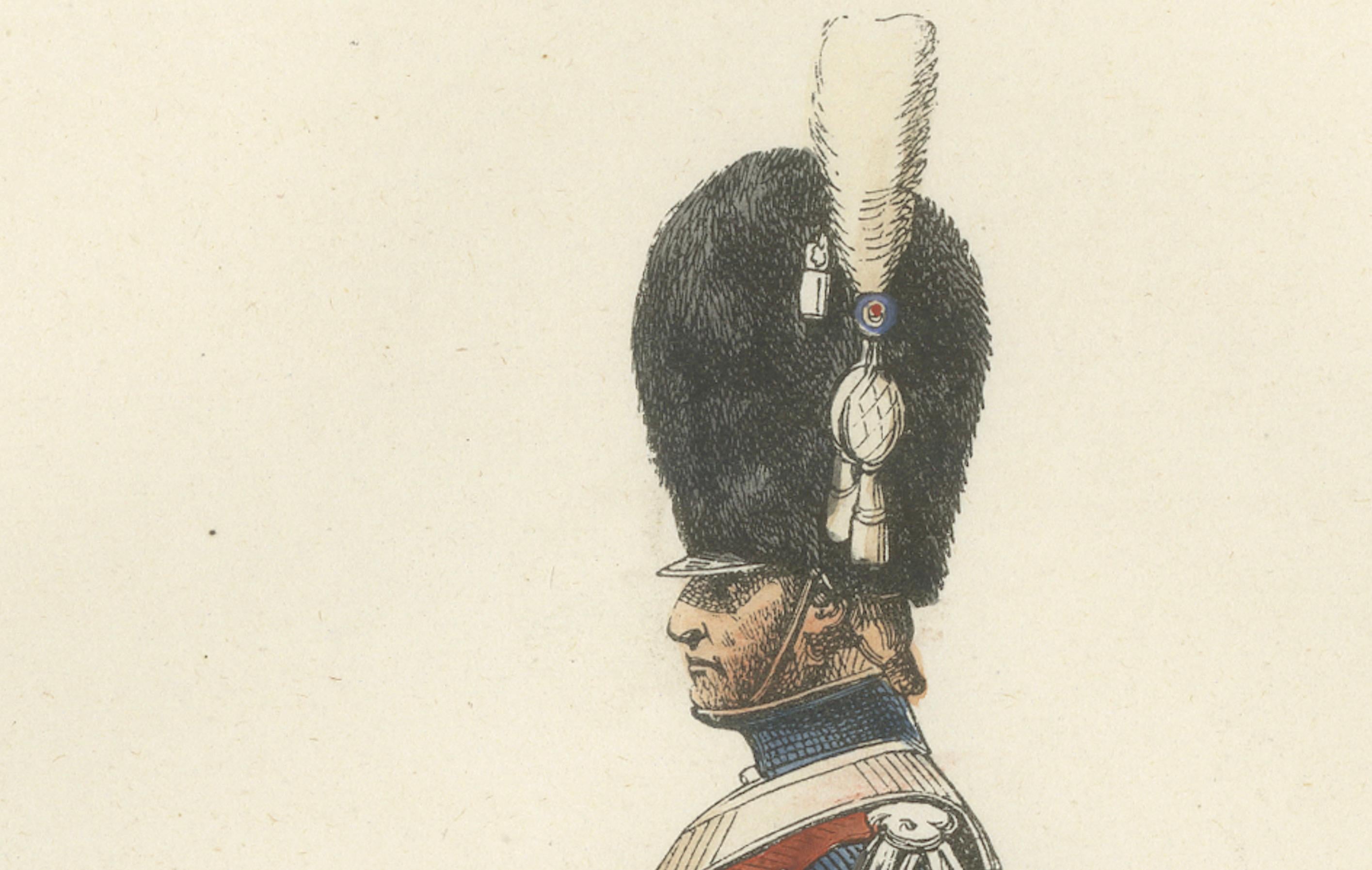 Napoleonic Gendarme d’Élite, Imperial Guard Cavalry, Hand-Coloured Print, 1843