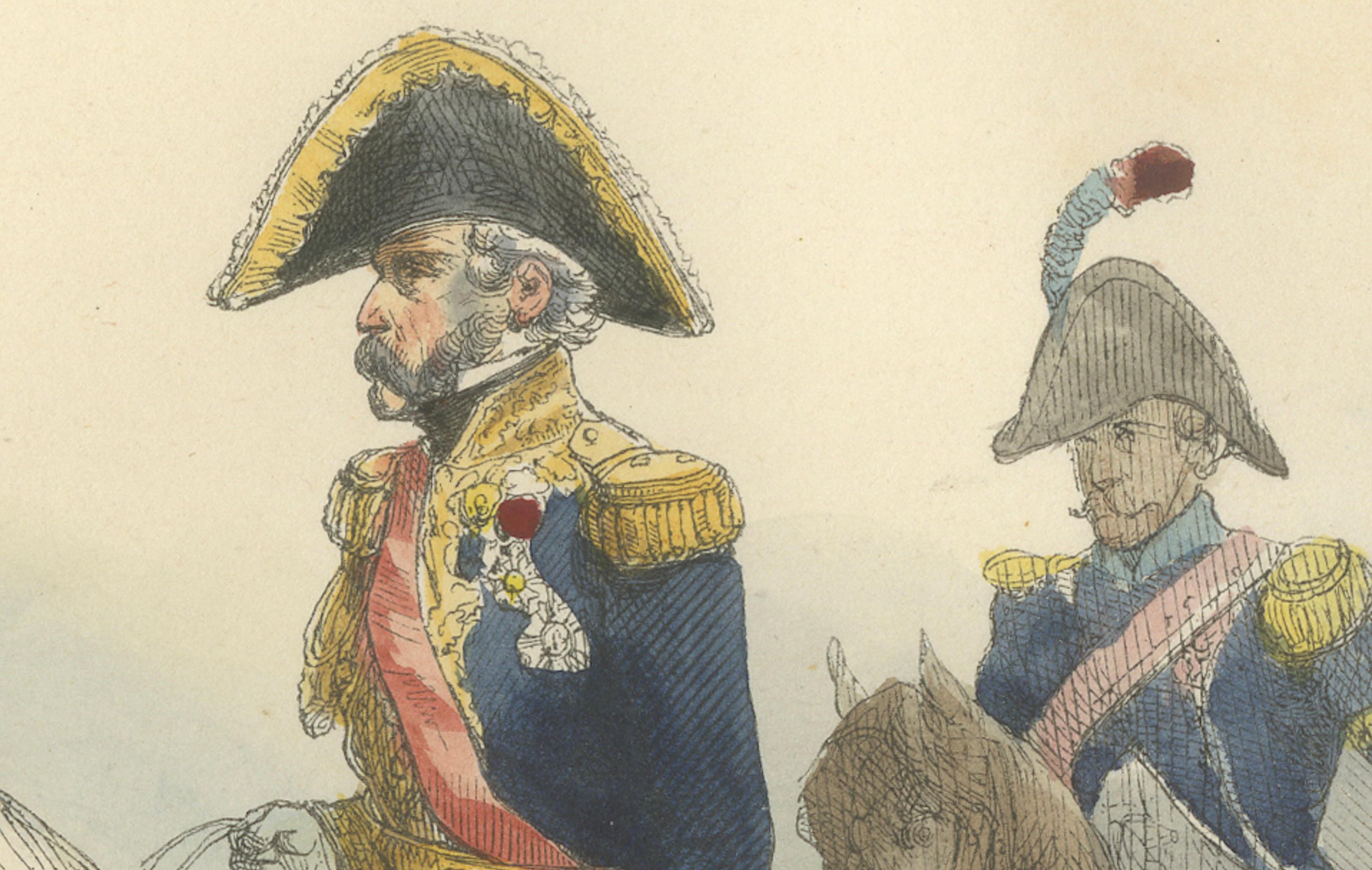 Napoleonic General of Division on Horseback, Bellangé, Military Print, 1843