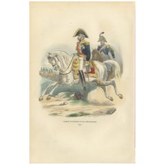 Napoleonic General of Division on Horseback, Bellangé, Military Print, 1843