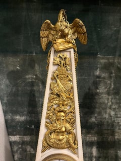 Napoleonic Gilt Bronze and Marble Obelisk Clock