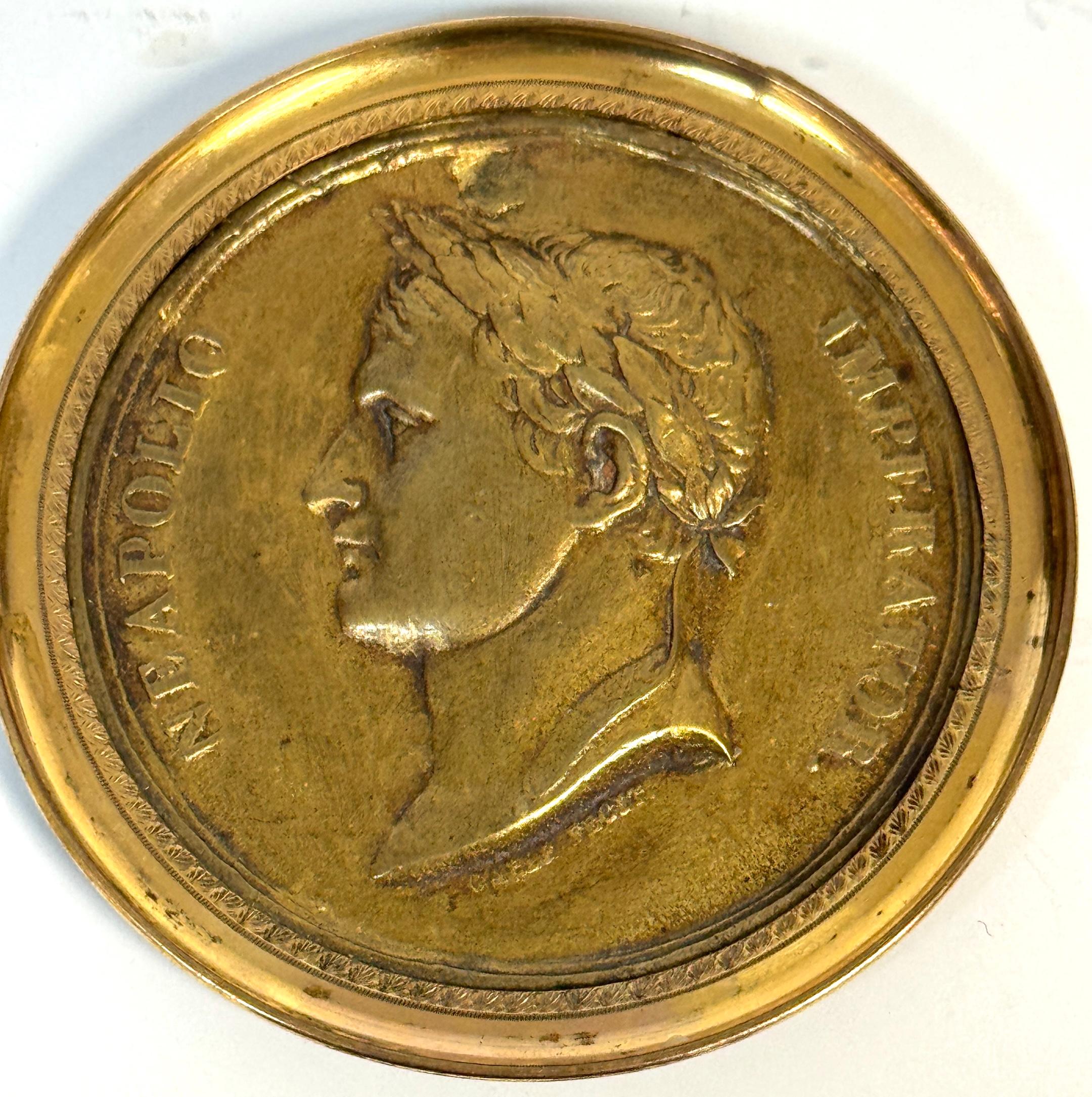 Empire Napoleonic Gilt-Bronze Portrait Medallion Napoleon, by Carlier Fecit, 1804-1806 For Sale