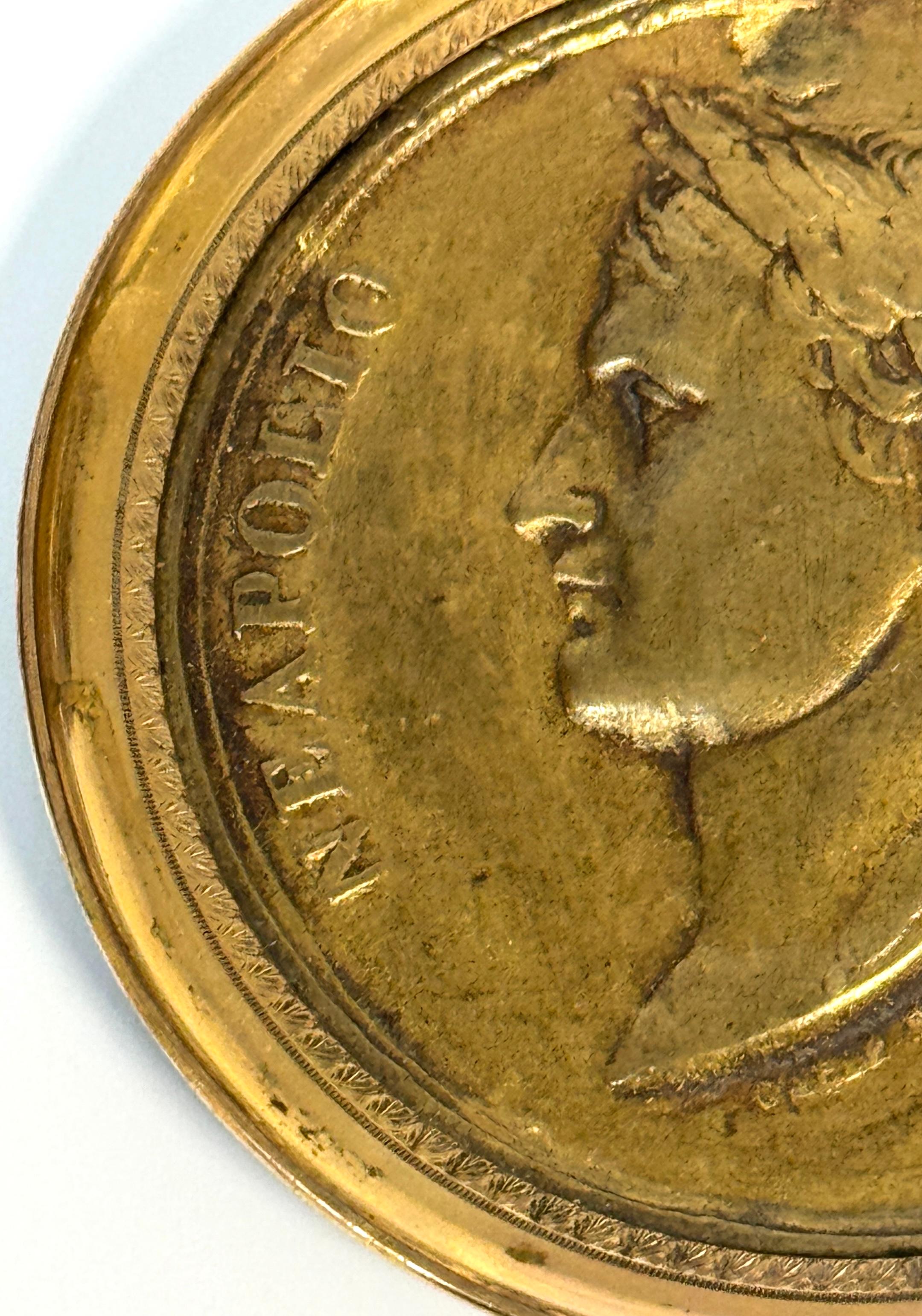 Cast Napoleonic Gilt-Bronze Portrait Medallion Napoleon, by Carlier Fecit, 1804-1806 For Sale