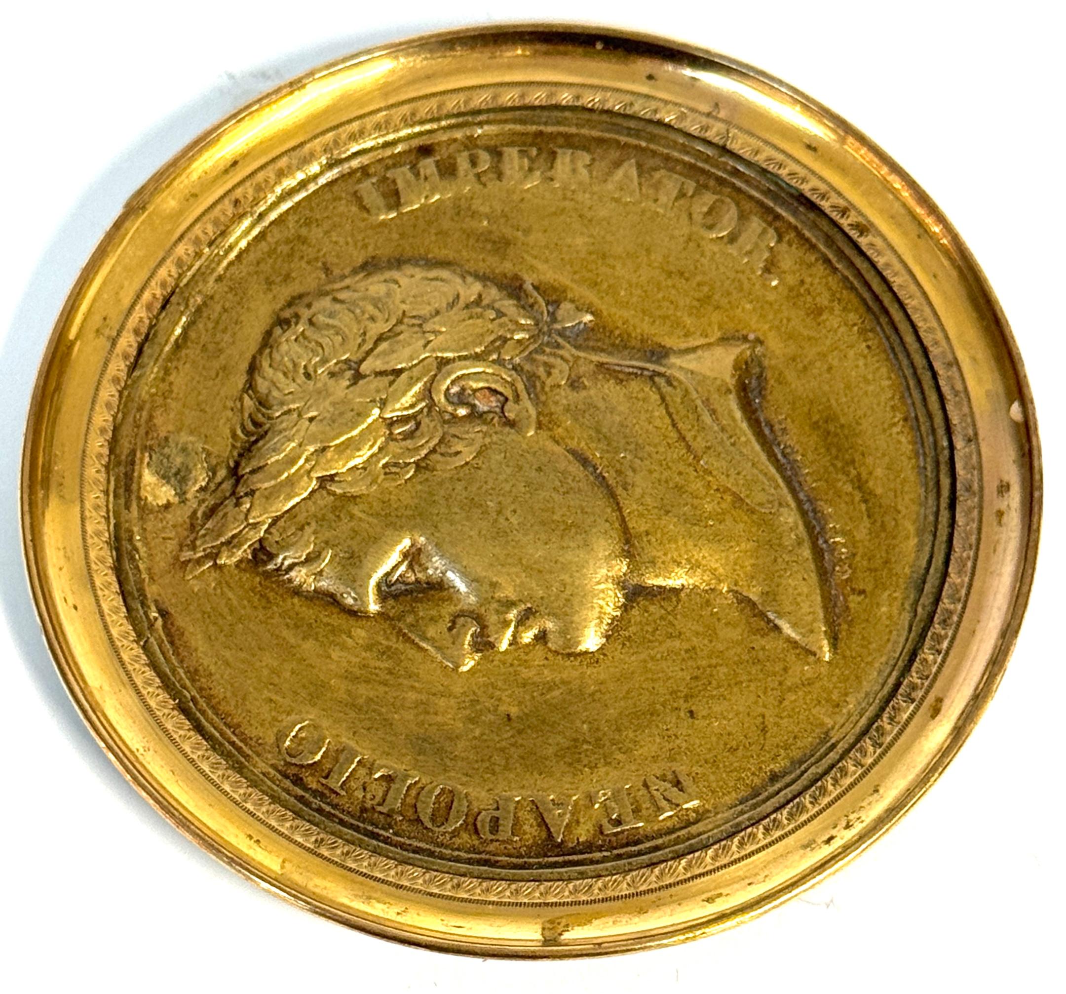 19th Century Napoleonic Gilt-Bronze Portrait Medallion Napoleon, by Carlier Fecit, 1804-1806 For Sale