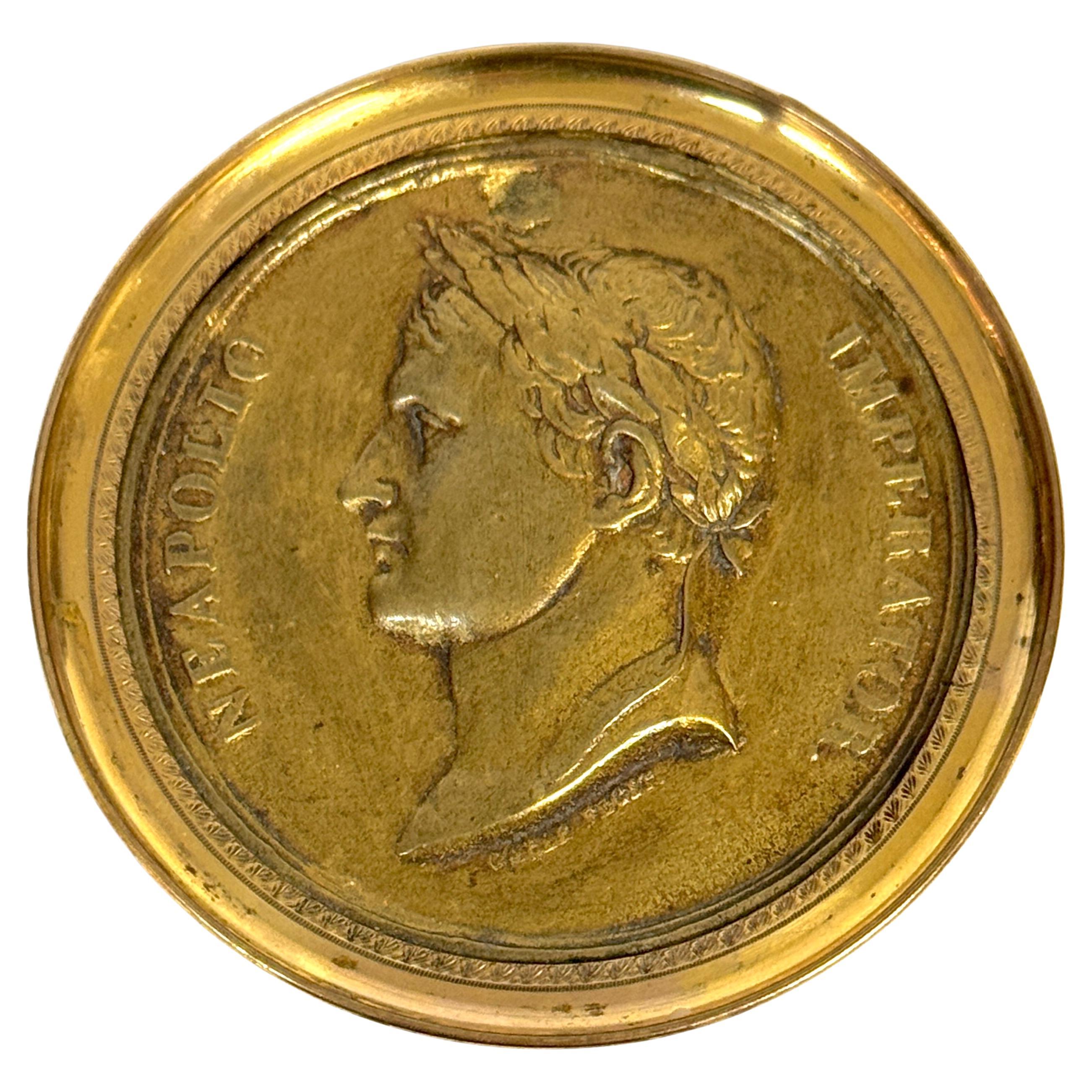 Napoleonic Gilt-Bronze Portrait Medallion Napoleon, by Carlier Fecit, 1804-1806 For Sale