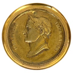 Napoleonic Gilt-Bronze Portrait Medallion Napoleon, by Carlier Fecit, 1804-1806