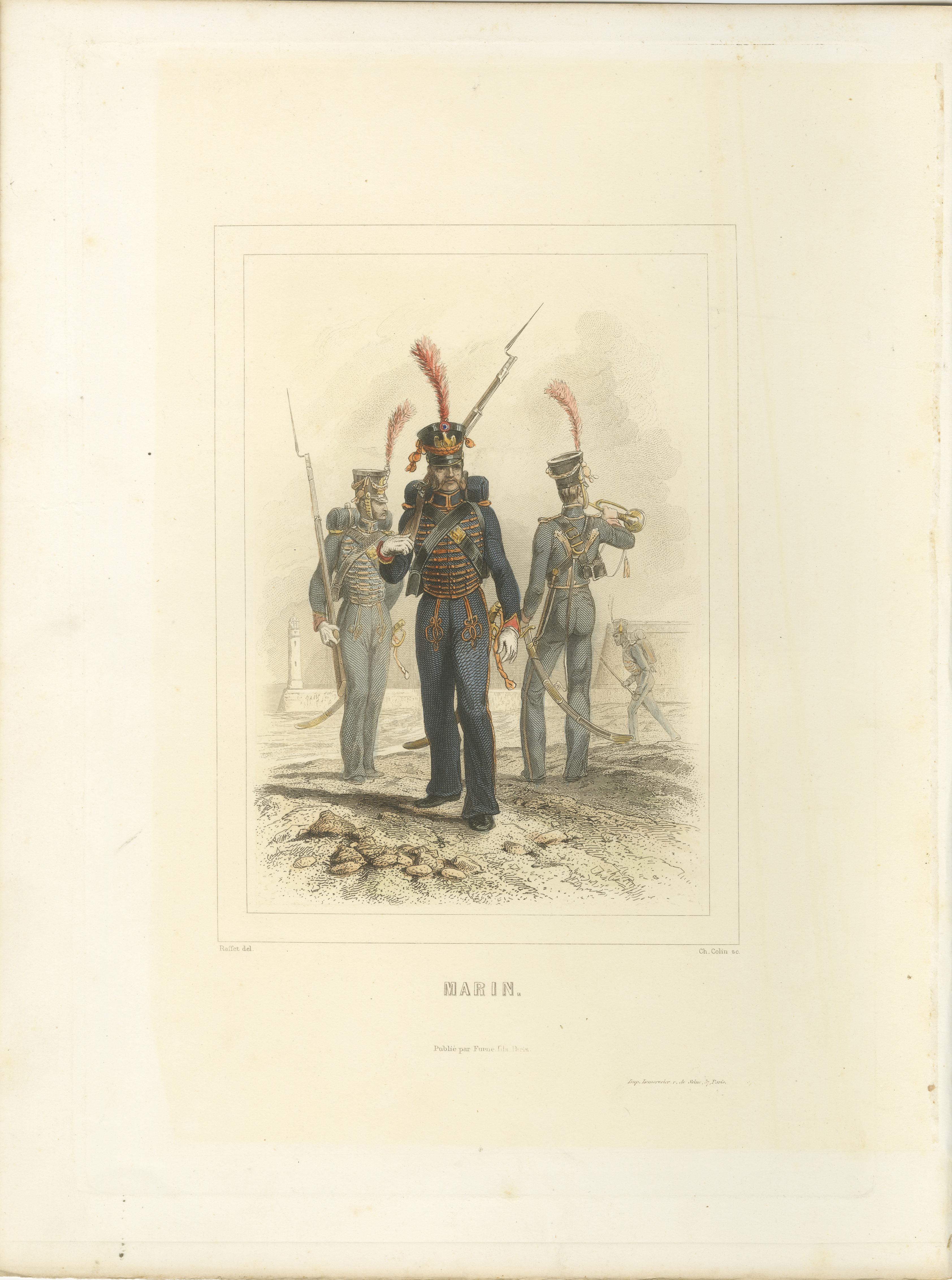Soldados de la Guardia Napoleónica - Granadero, Infante de Marina y Portaestandarte, 1859 Mediados del siglo XIX en venta
