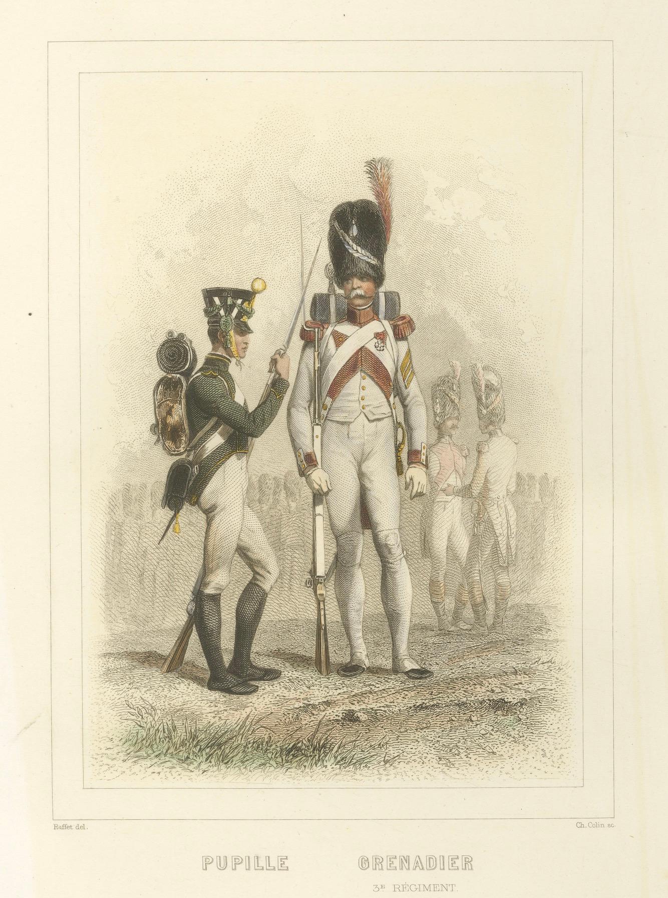 Soldados de la Guardia Napoleónica - Granadero, Infante de Marina y Portaestandarte, 1859 en venta 1