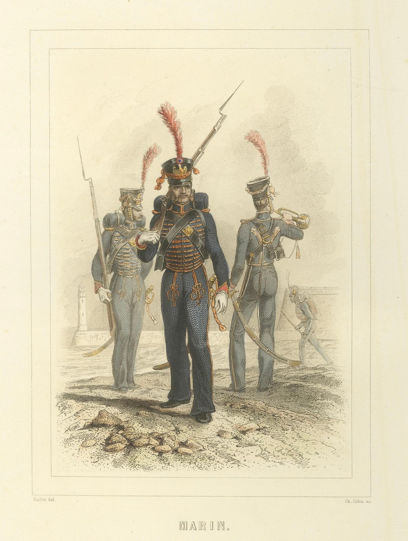 Soldados de la Guardia Napoleónica - Granadero, Infante de Marina y Portaestandarte, 1859 en venta 2