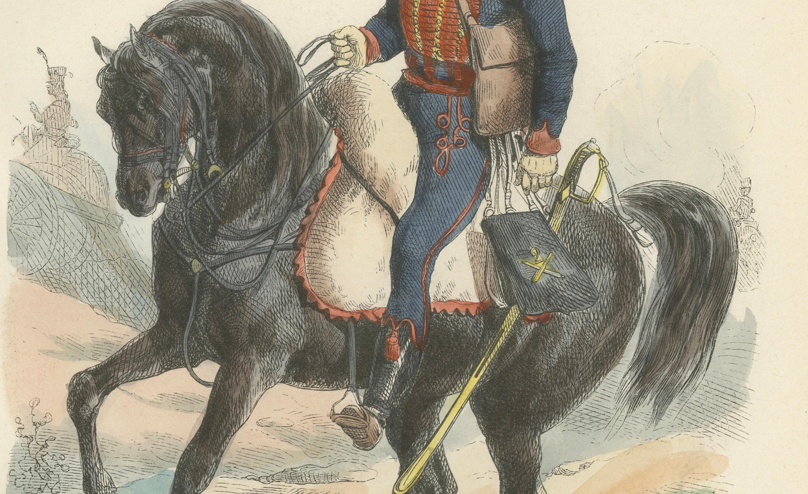 Napoleonic Horse Artillery, French Empire Uniform Plate, Paris 1843