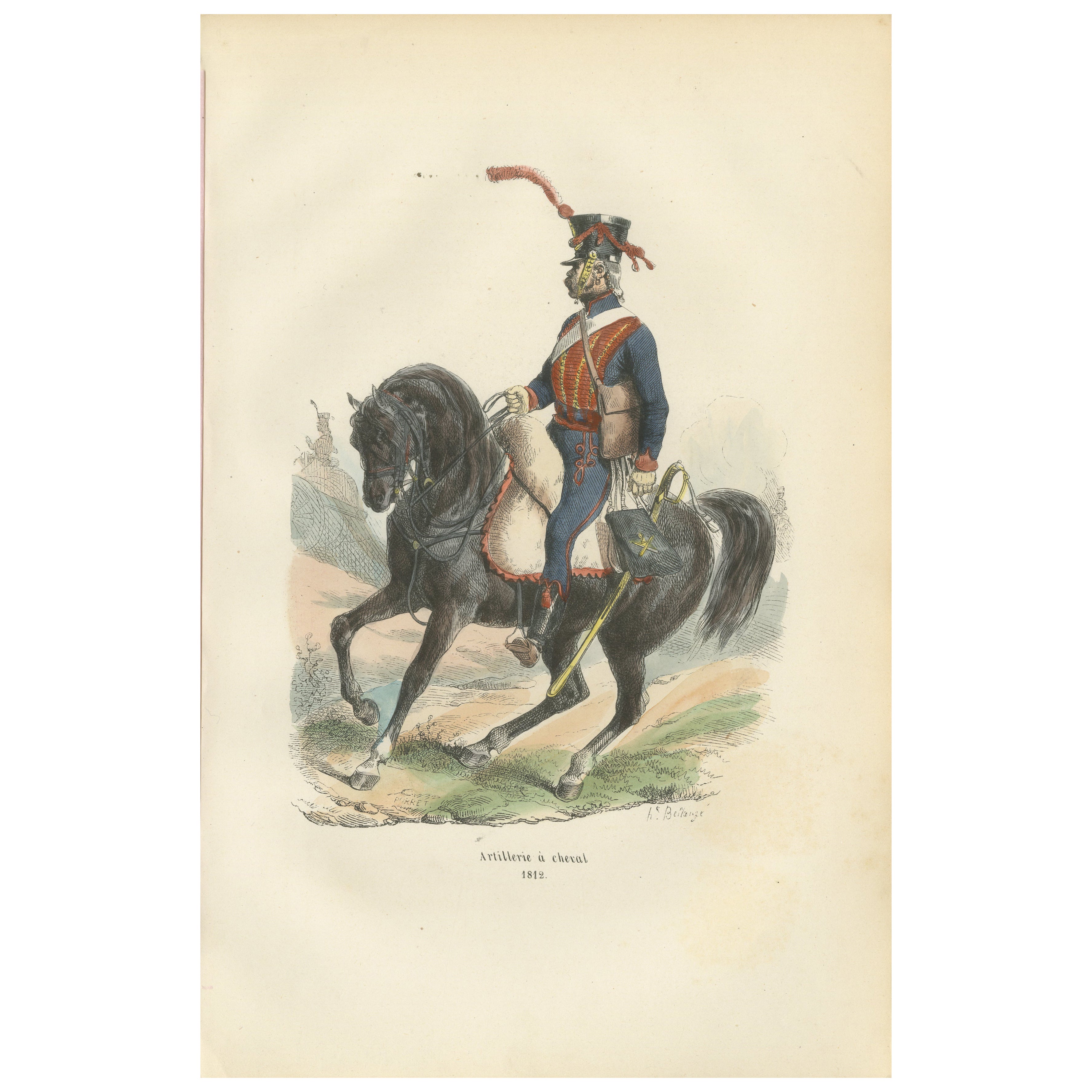 Napoleonic Horse Artillery, French Empire Uniform Plate, Paris 1843