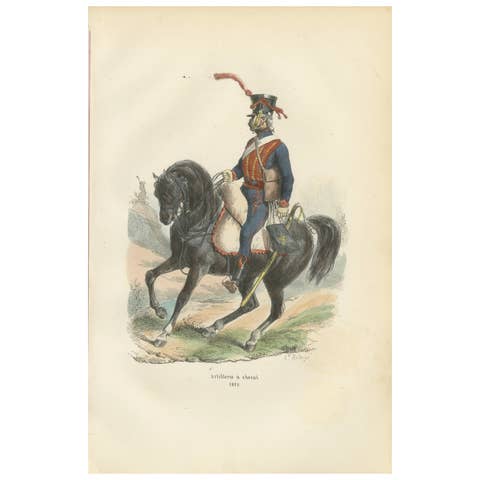 Napoleonic Horse Artillery, French Empire Uniform Plate, Paris 1843