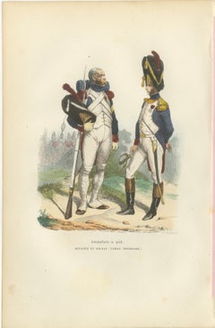 Napoleonic Imperial Guard Grenadiers, Officer and Soldier – French Prints, 1843