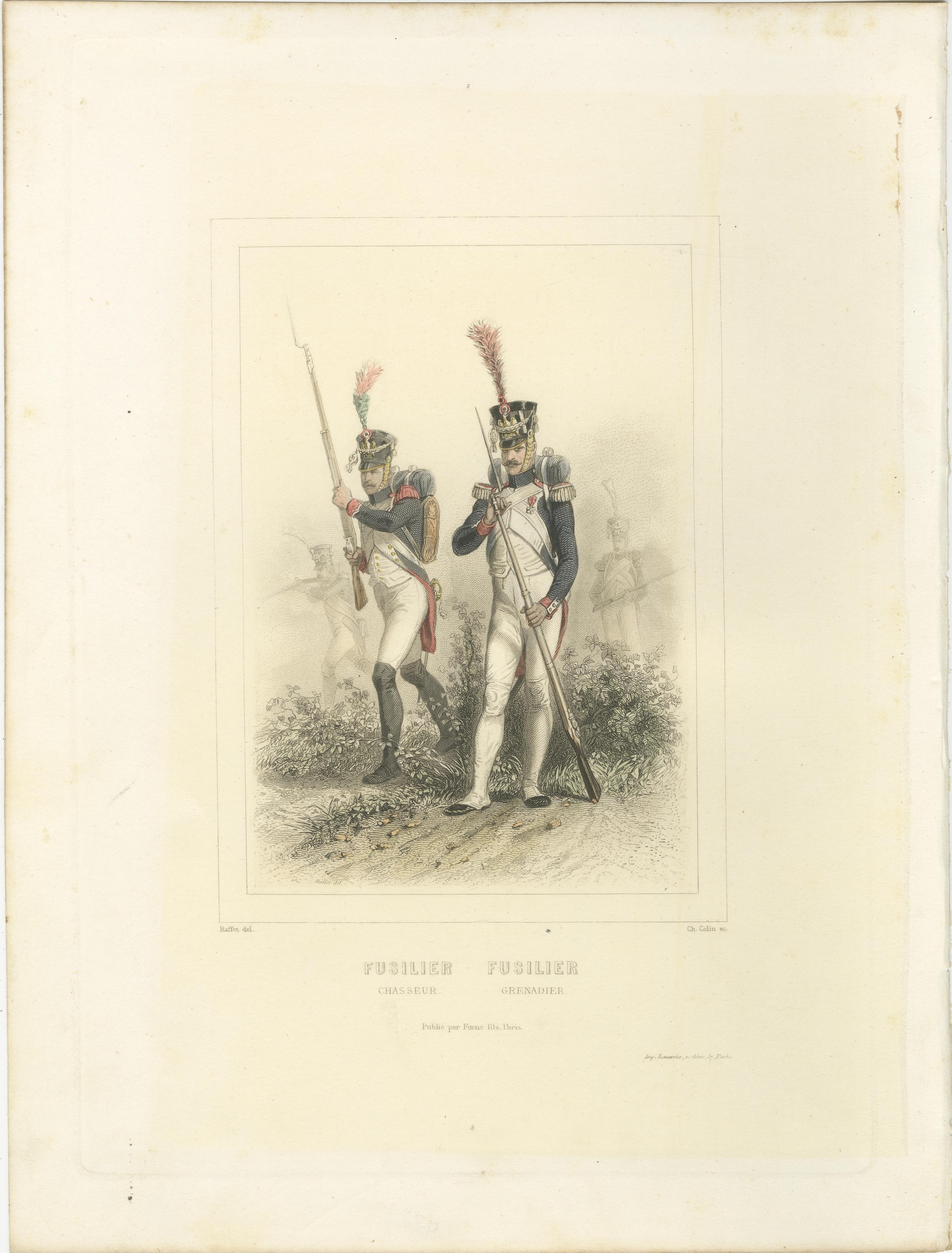 Soldados de Infantería Napoleónica - Zapador, Cañonero, Voltigeur, Fusilero, 1859 Mediados del siglo XIX en venta