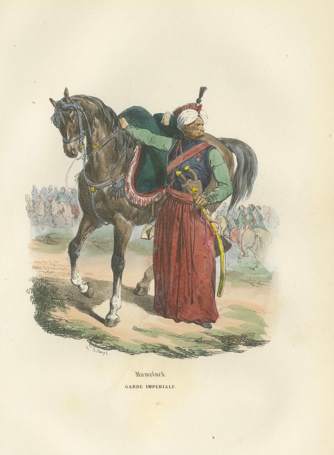 Napoleonic Mameluck of the Imperial Guard, hand-colored military print, 1843