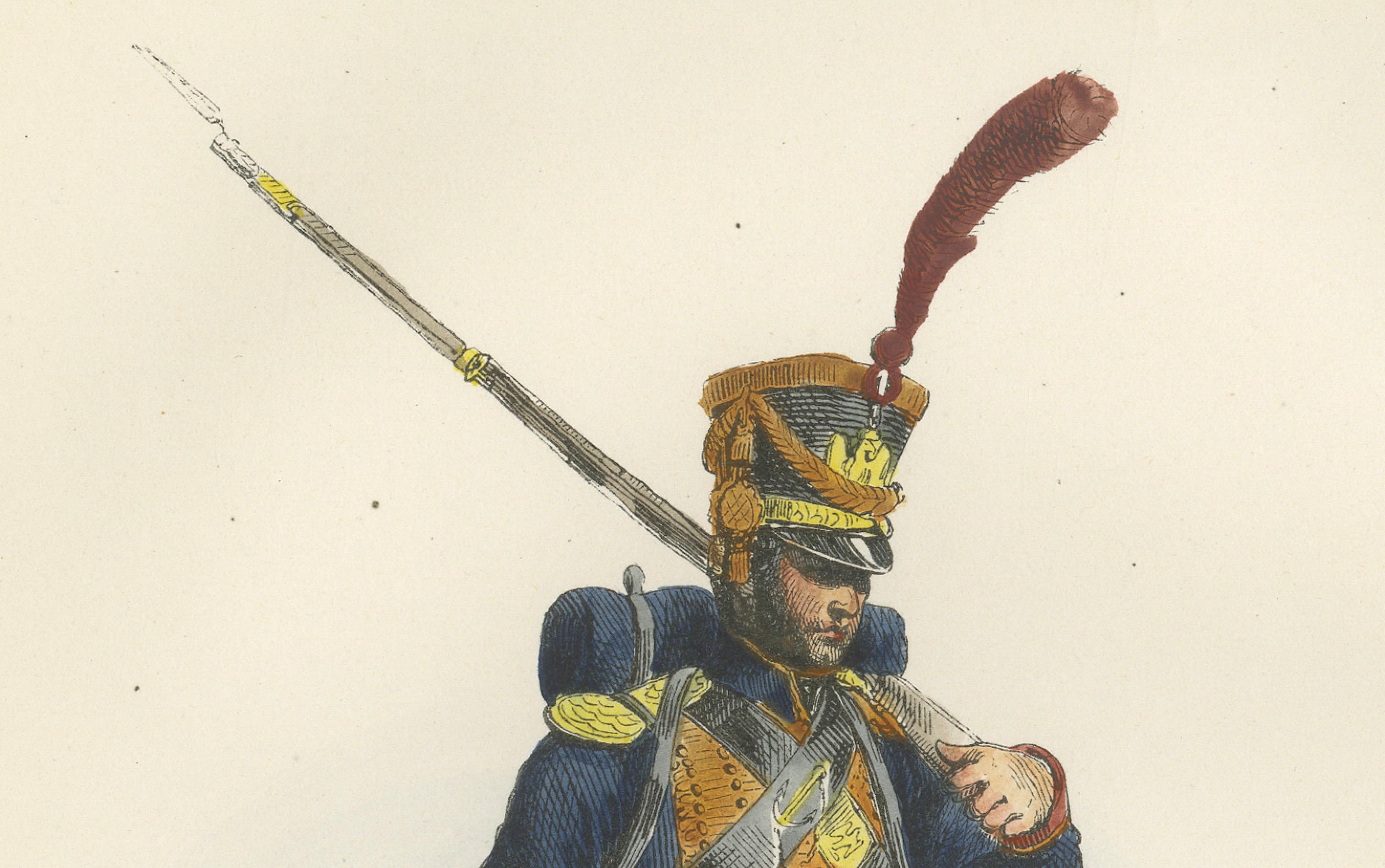Napoleonic Marines, Garde Impériale, French Military Uniform Print, 1843