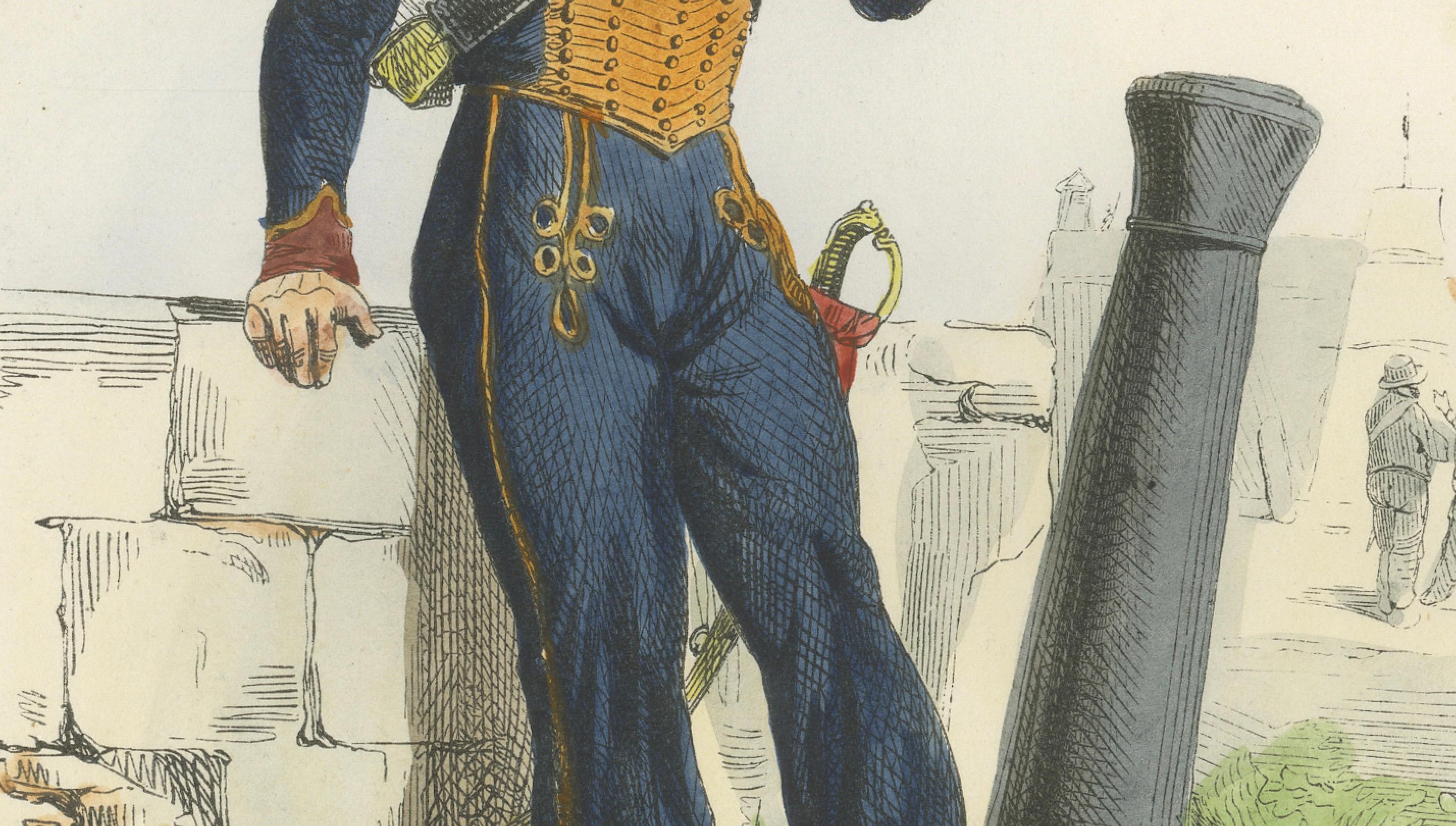 Napoleonic Marines, Garde Impériale, French Military Uniform Print, 1843