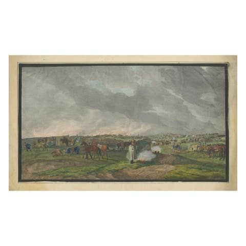 Napoleonic Military Encampment - Hand-Coloured Panoramic Aquatint, c1810
