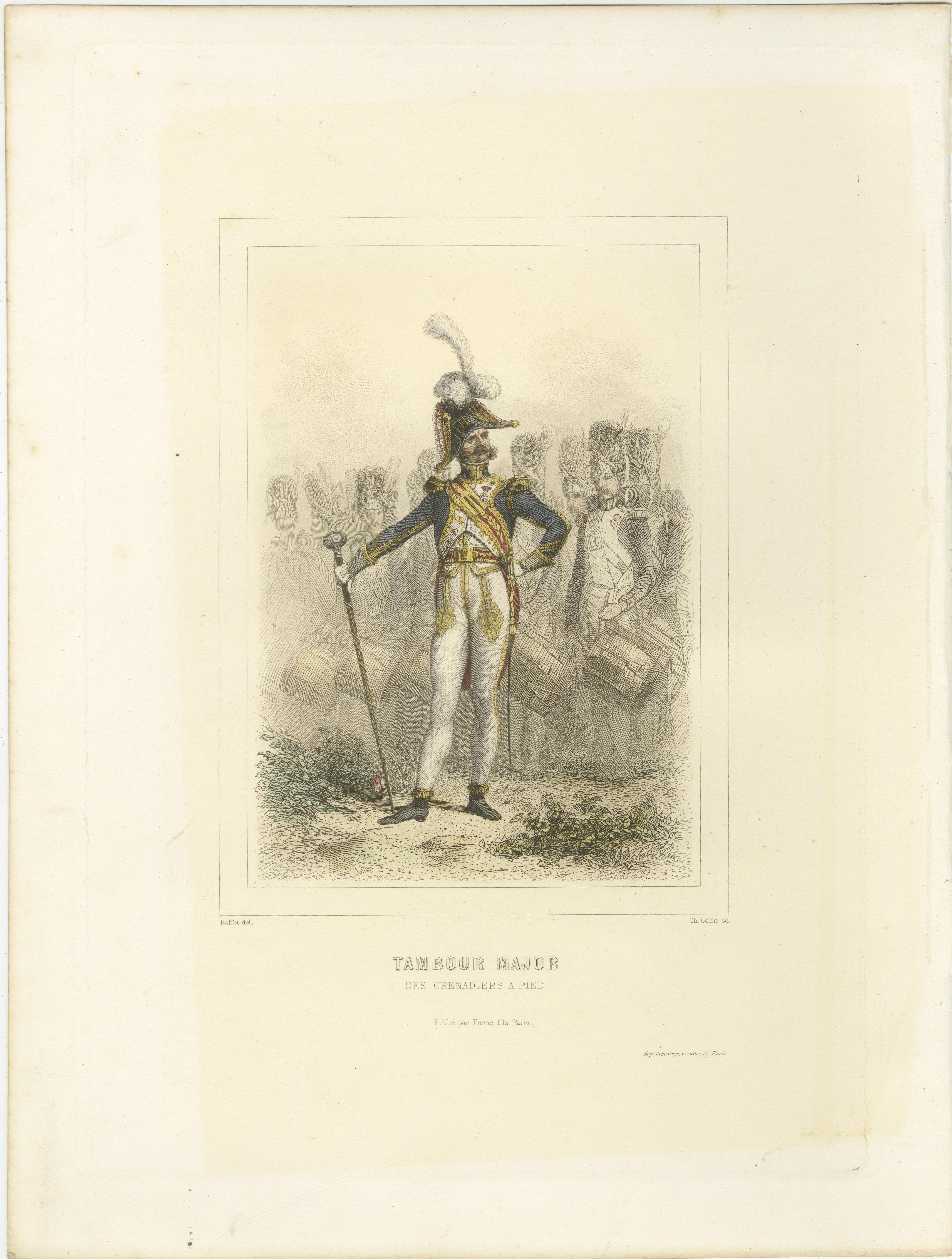 Músicos militares napoleónicos - Zapador, Trompetista y Tambor Mayor, 1859 en Bueno estado para la venta en Langweer, NL