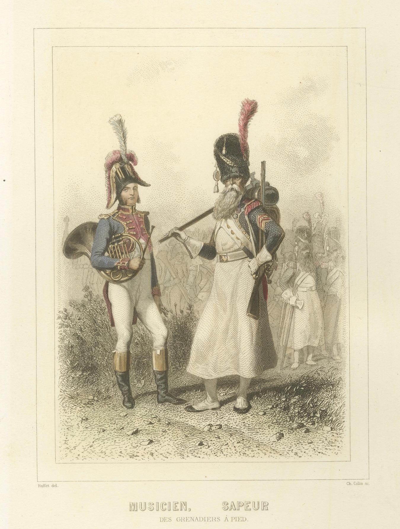 Músicos militares napoleónicos - Zapador, Trompetista y Tambor Mayor, 1859 Mediados del siglo XIX en venta
