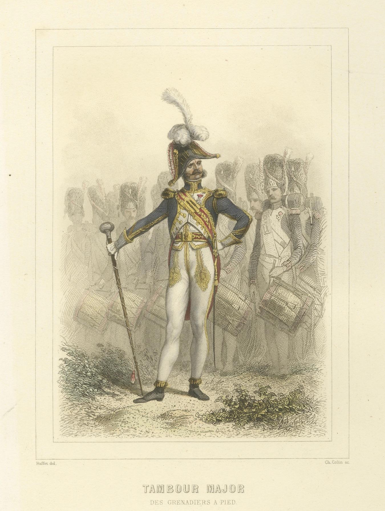 Músicos militares napoleónicos - Zapador, Trompetista y Tambor Mayor, 1859 Papel en venta