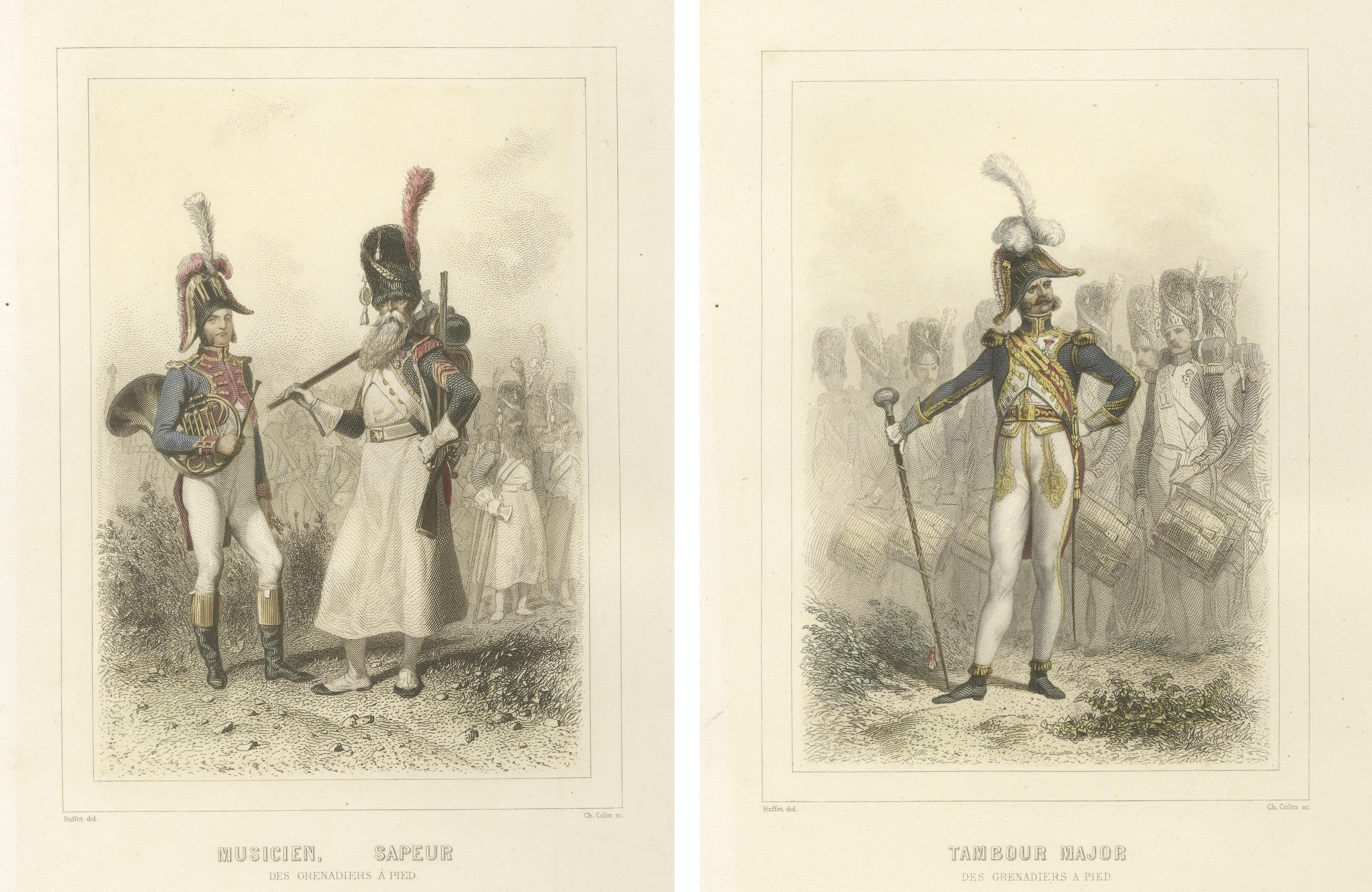Músicos militares napoleónicos - Zapador, Trompetista y Tambor Mayor, 1859 en venta 1