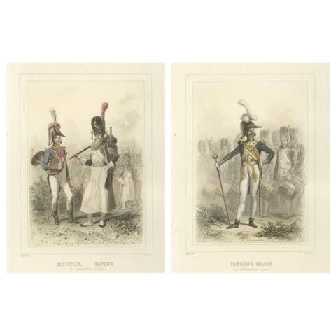 Napoleonic Military Musicians – Sapper, Horn Player, and Drum Major, 1859