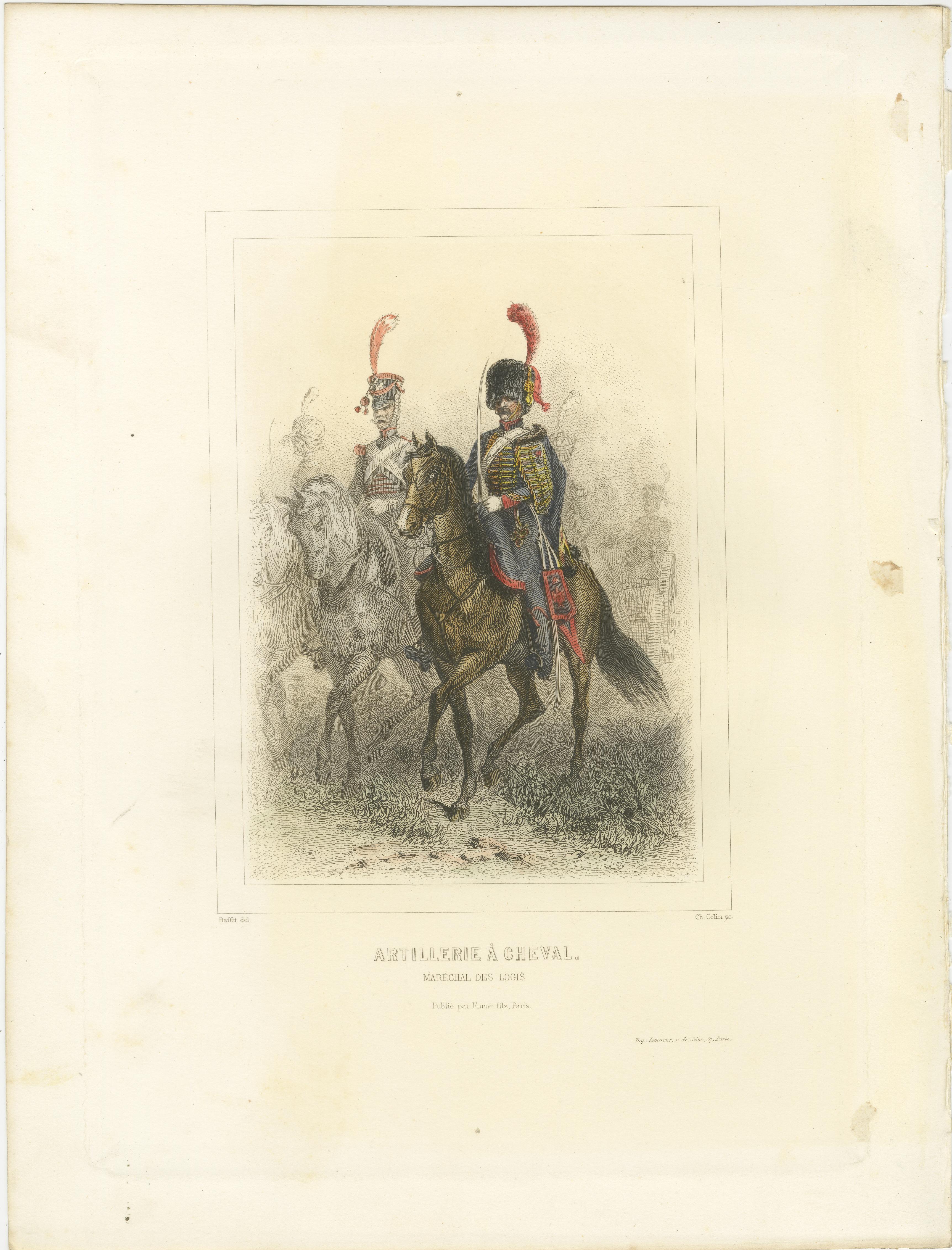 Uniformes militares napoleónicos - Caballería, artillería y veteranos franceses, 1859 Mediados del siglo XIX en venta
