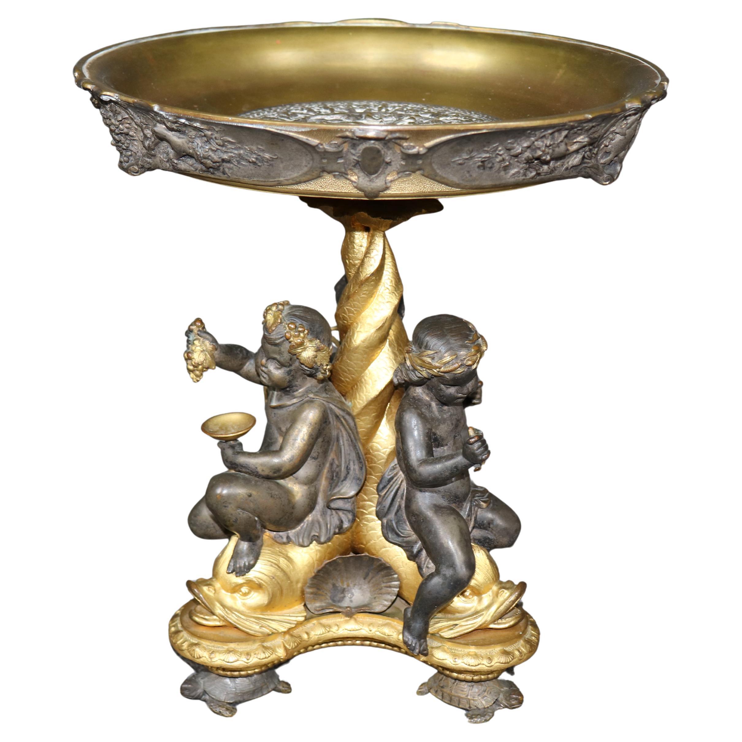 Napoleonic Patinated and Gilt Bronze Centerpiece by Auguste Delafontaine For Sale