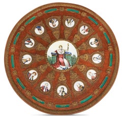 Napoleonic Porcelain Plaque Mounted Center Table, Neoclassical, 1930s, Bronze