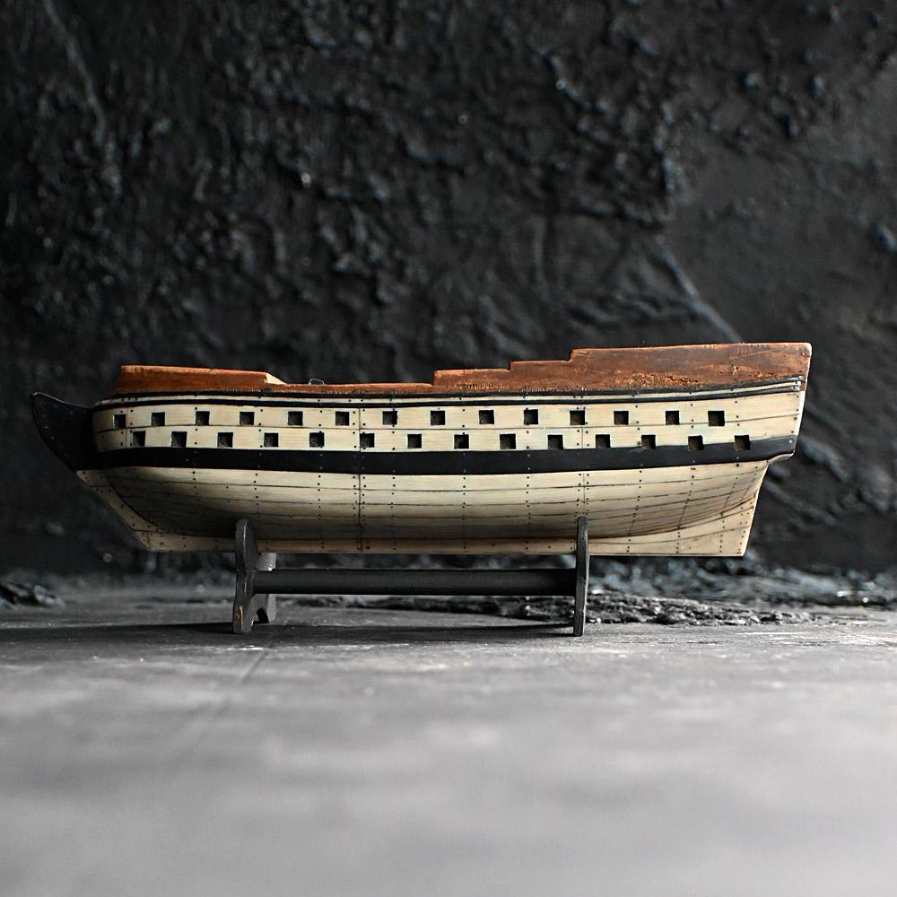 Napoleonic Prisoner of War boat model 
An exceptional example of a Napoleonic prisoner of war (POW) unfinished ship model. The nice thing about this piece of work is that the question arises of why such a well-crafted object was never completed? the