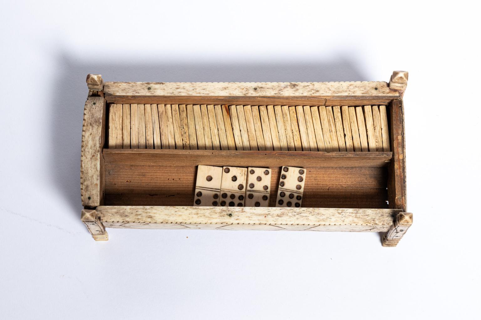 19th Century Napoleonic Prisoner of War Bone Cribbage Box For Sale