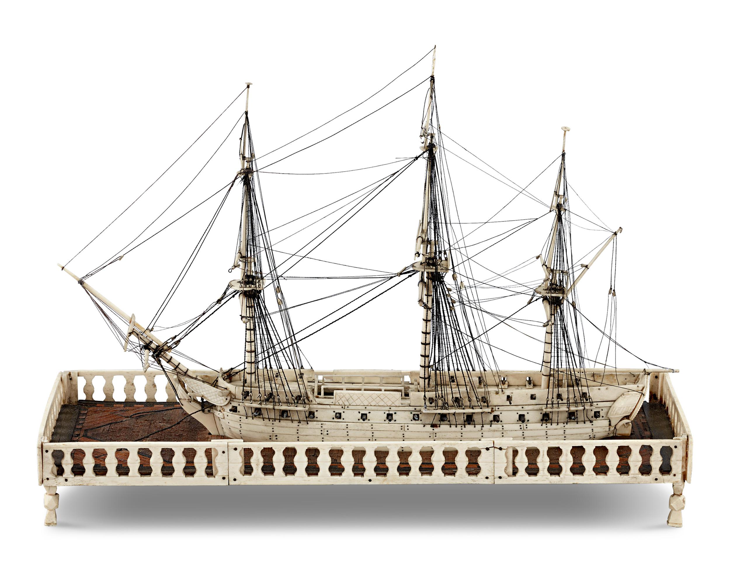 Bone Ship Model Napoleonic Prisoner-of-War Bone Ship Model For Sale at 1stDibs