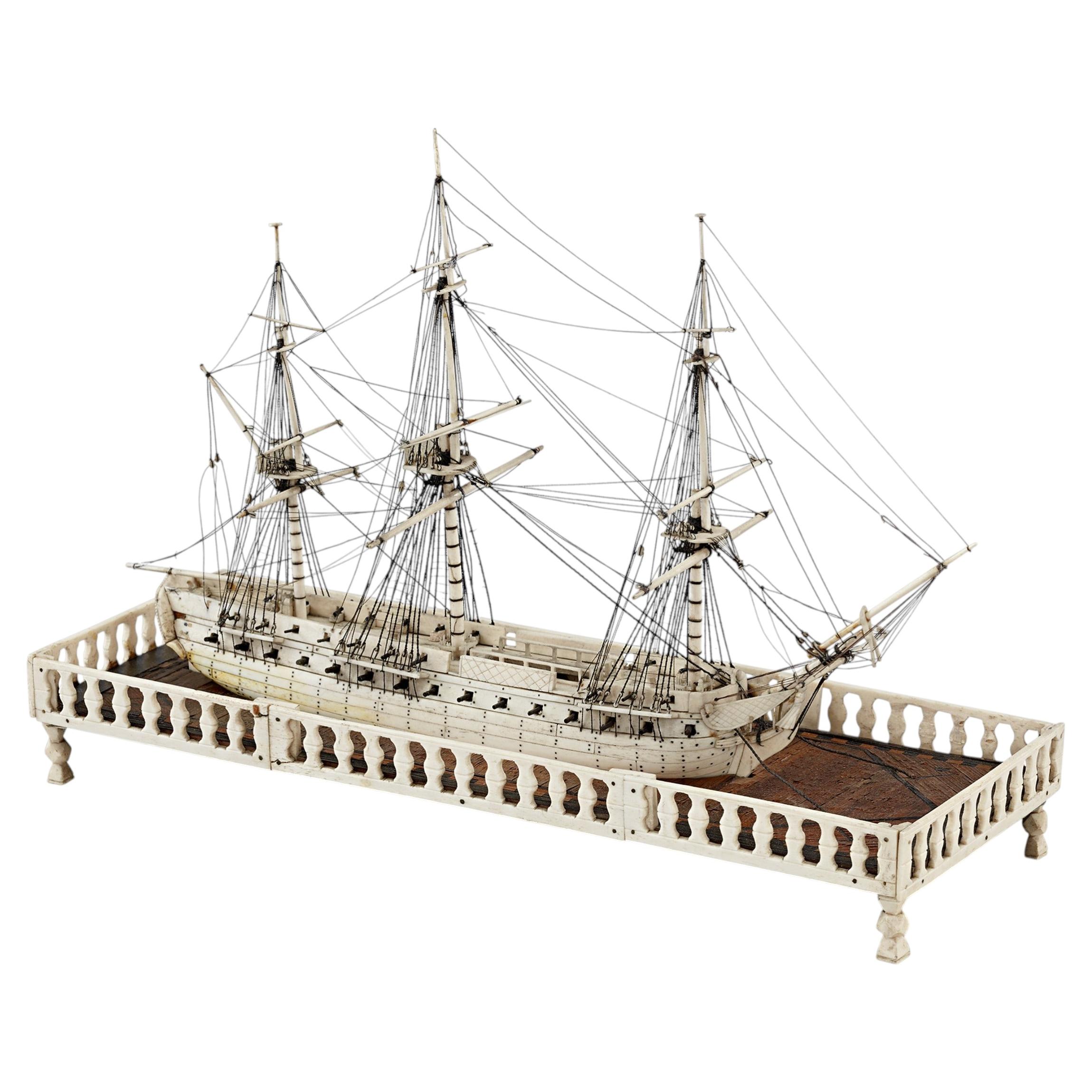 Napoleonic Prisoner-of-War Bone Ship Model