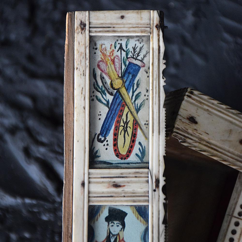 Napoleonic Prisoner of War Painted Casket Dominoes Set For Sale 4