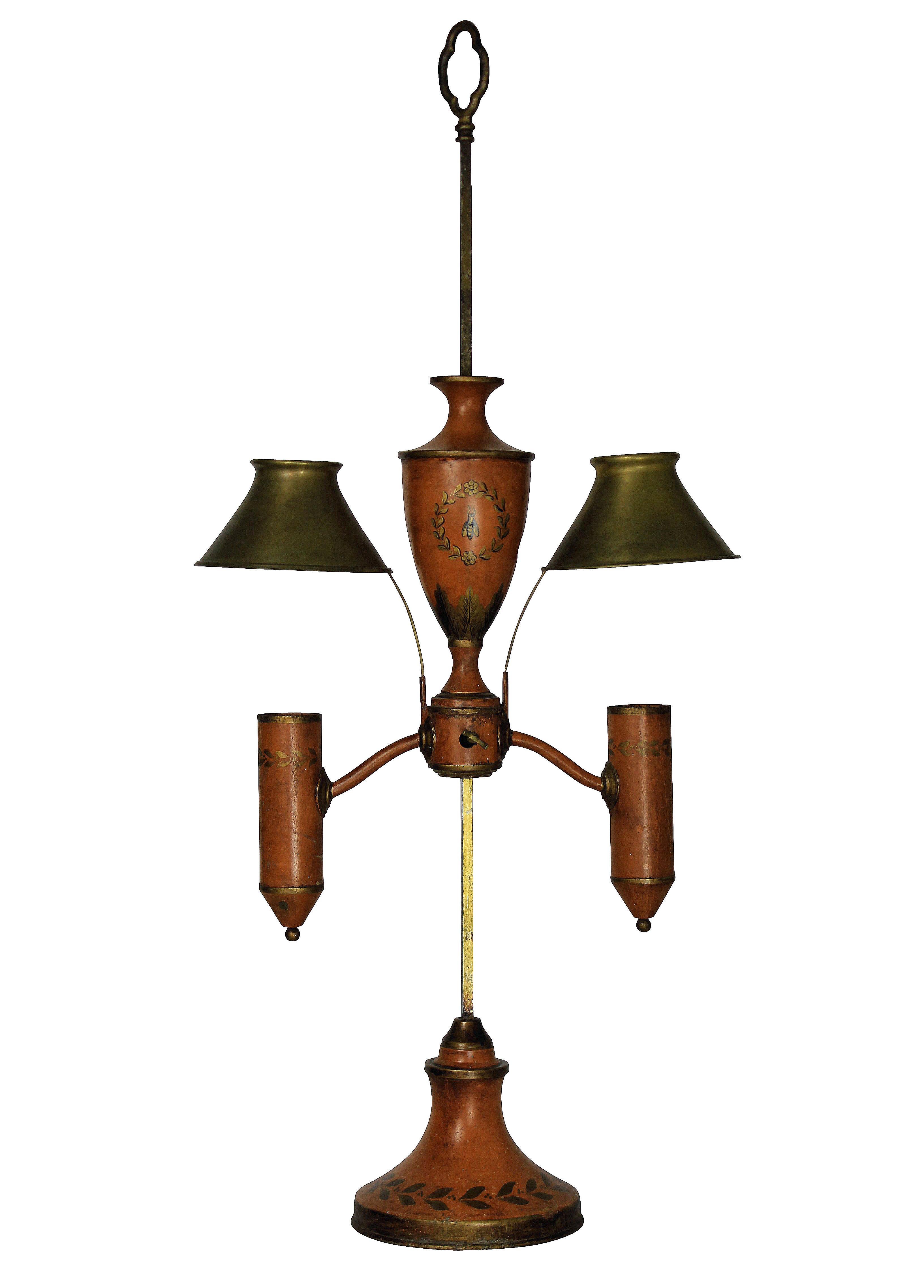 Mid-19th Century Napoleonic Revival Orange Tole Desk Lamp