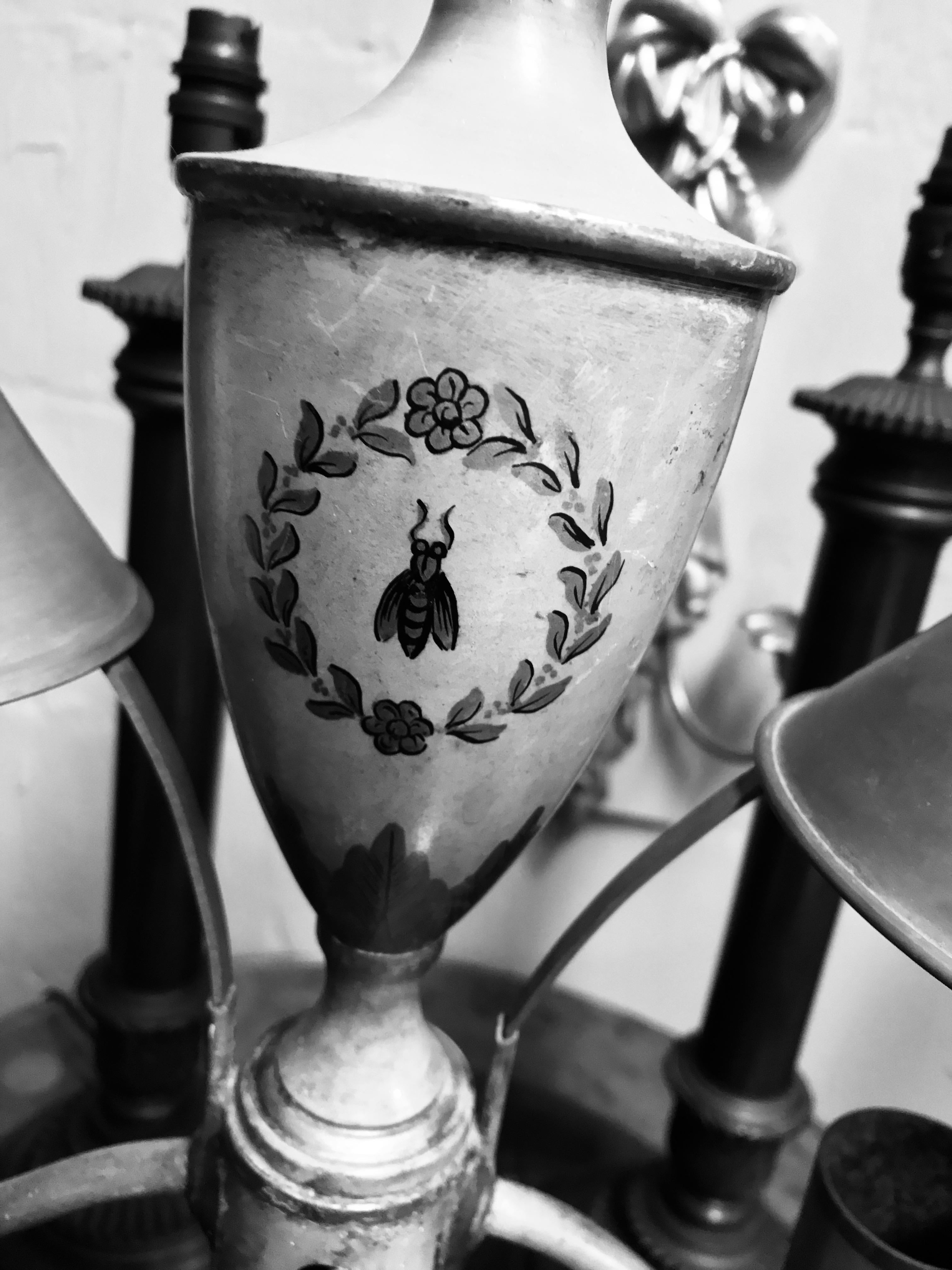 Tôle Napoleonic Revival Orange Tole Desk Lamp