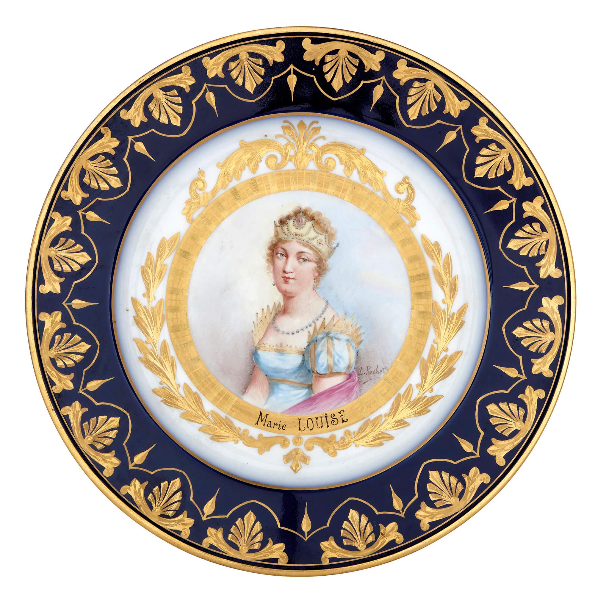 French Napoleonic Sevres Style Porcelain Dessert Service