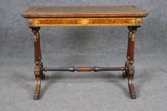 Napoleonic Style Burled Walnut Bronze Mounted French Inlaid Flip Top Game Table