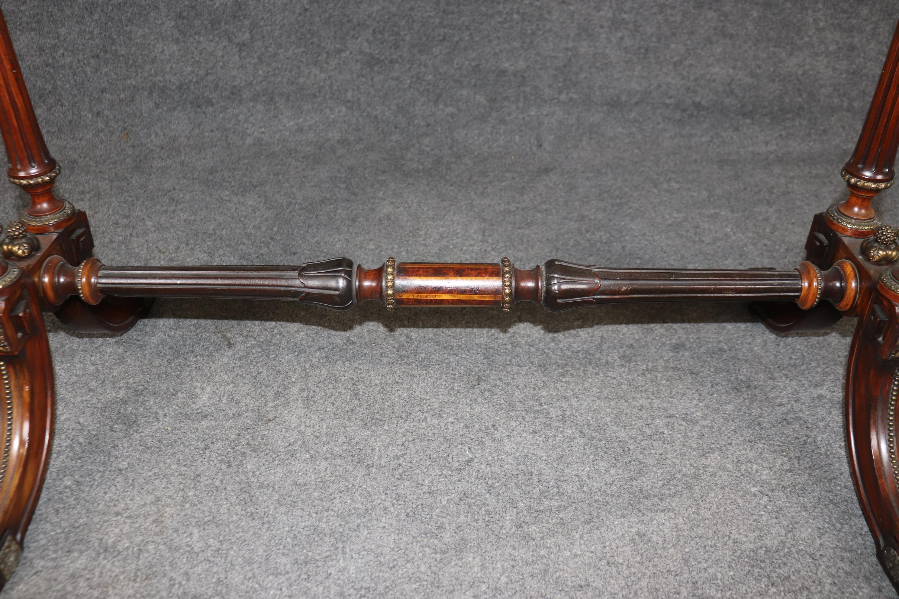 Napoleonic Style Burled Walnut Bronze Mounted French Inlaid Flip Top Game Table For Sale 4