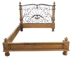 Napoleonic Style Solid Walnut and Iron Queen Width Bed Circa 1820s